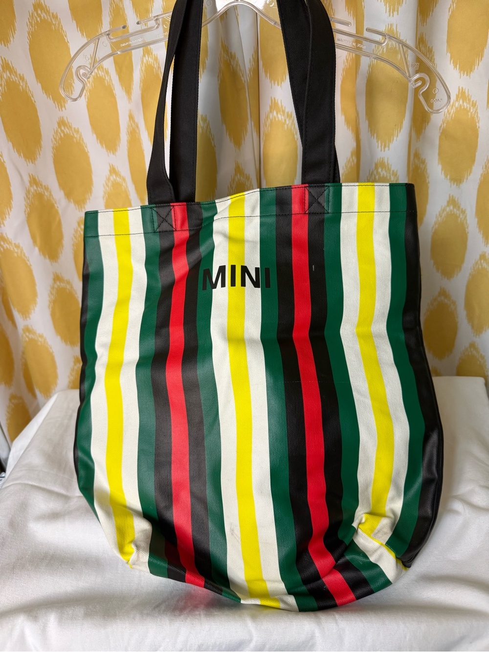 Mini Car Branded Striped Multi-Color Tote Bag